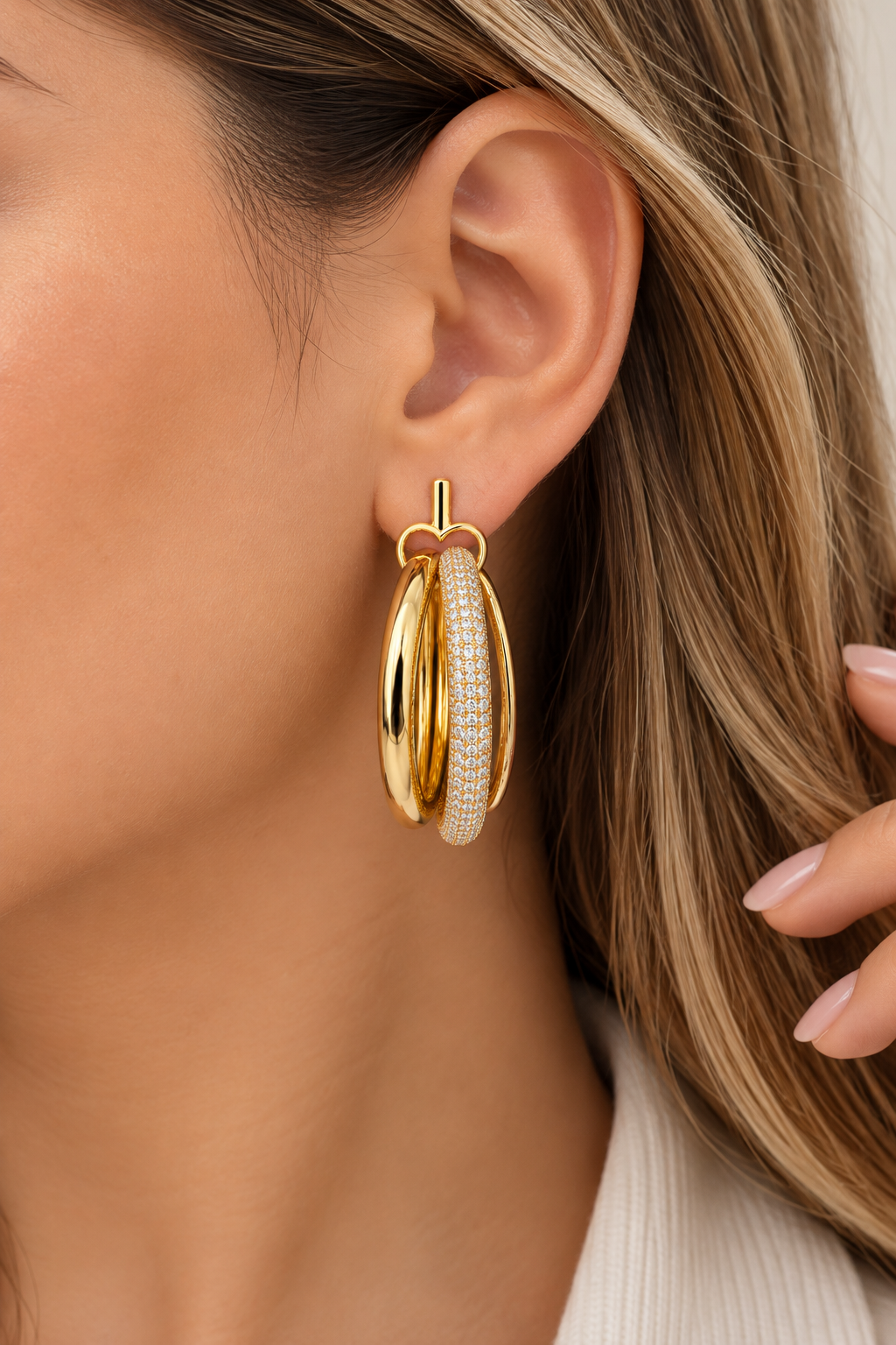 Argollas cristal paves lucy