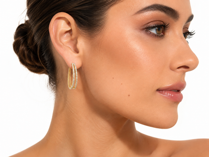 Argollas cristal Swarovski doble luz