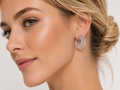 Aros Plata linu Cristal Pavés