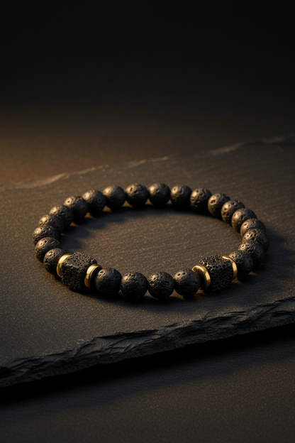 Pulsera varón piedra volcánica Daniel