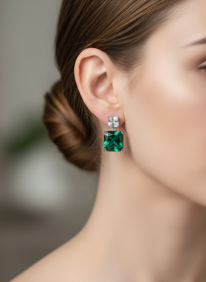 Aros cristal pavés Esmeralda