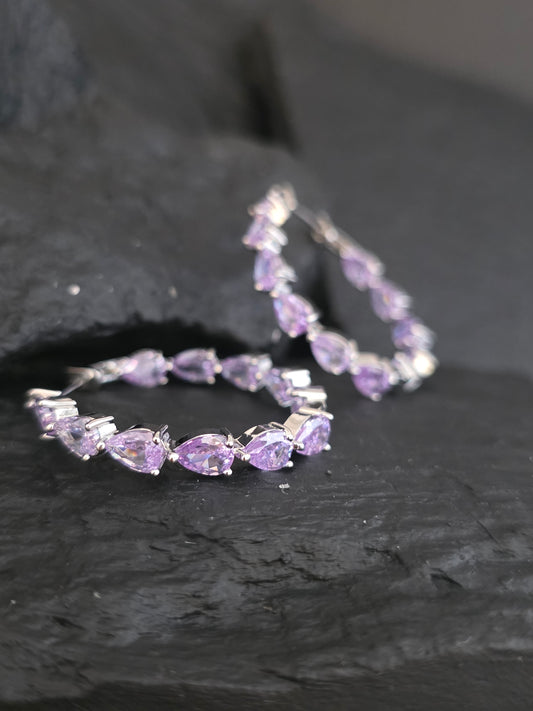 Argollas cristal pavés lavanda