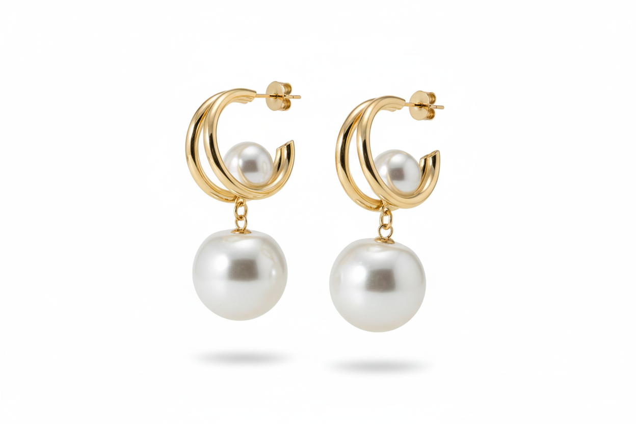 Aros Aura Perla Doble Bloom