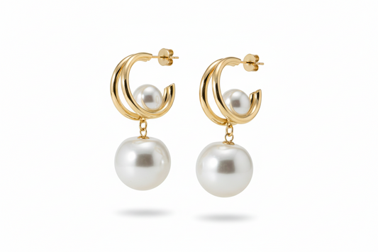 Aros Aura Perla Doble Bloom