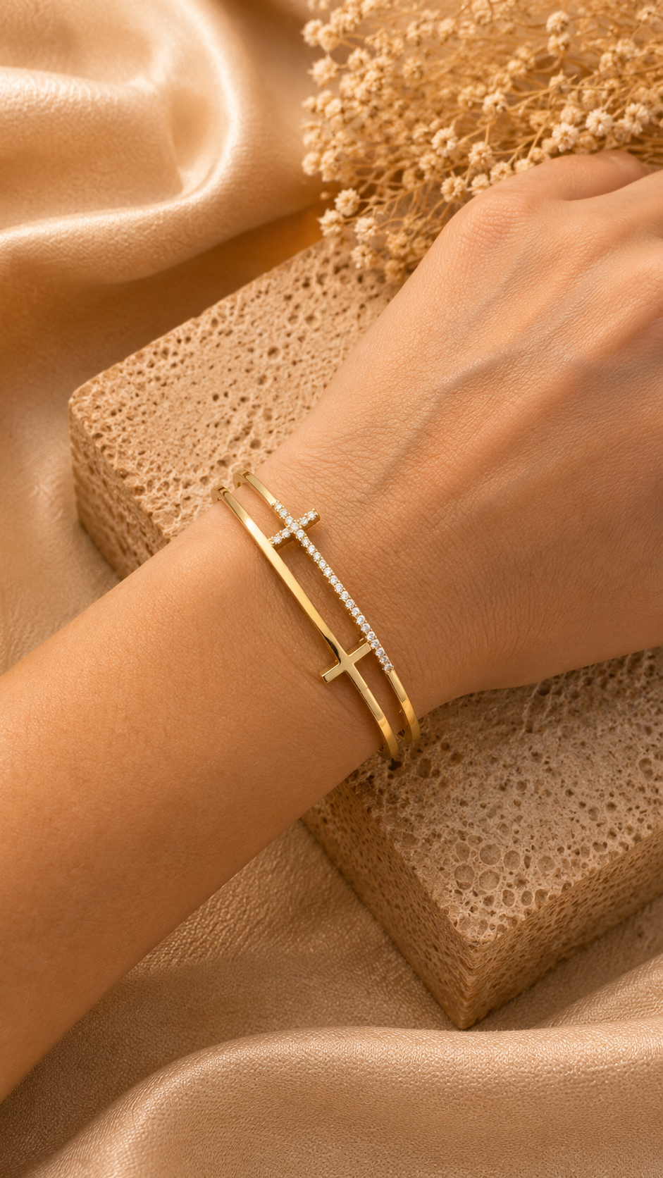 Pulsera cristal pavés cruz