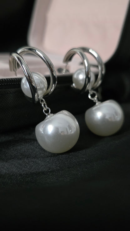 Aros Aura Perla Doble Bloom