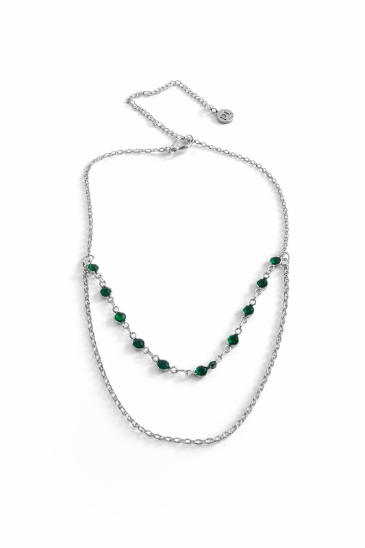 Collar baño de plata Aura Esmeral