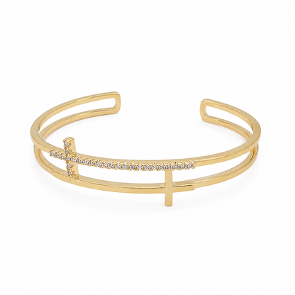 Pulsera cristal pavés cruz