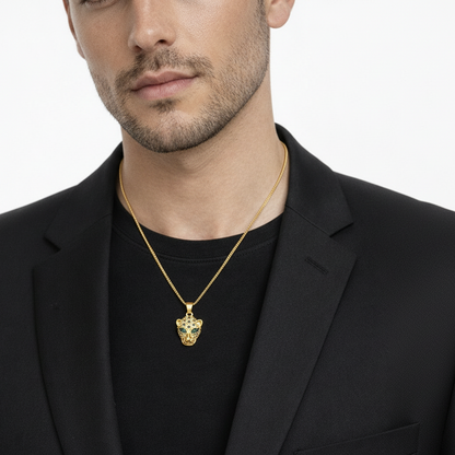 Collar  unisex Aura  jaguar baño de oro