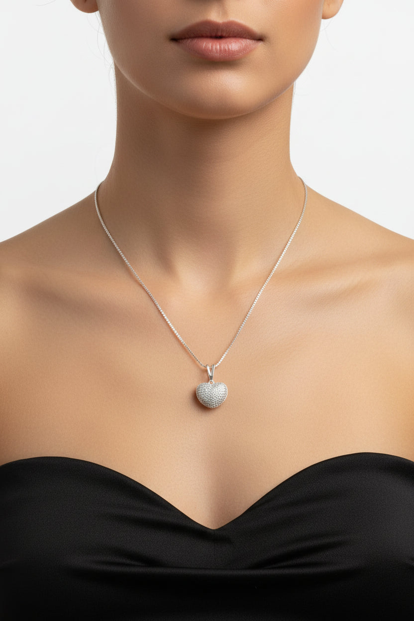 Collar baño de plata corazón mio