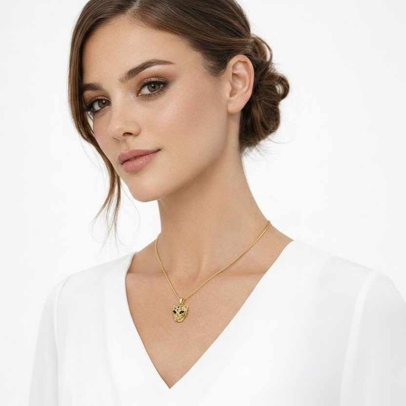 Collar  unisex Aura  jaguar baño de oro