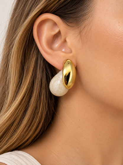 Aros gota marfil