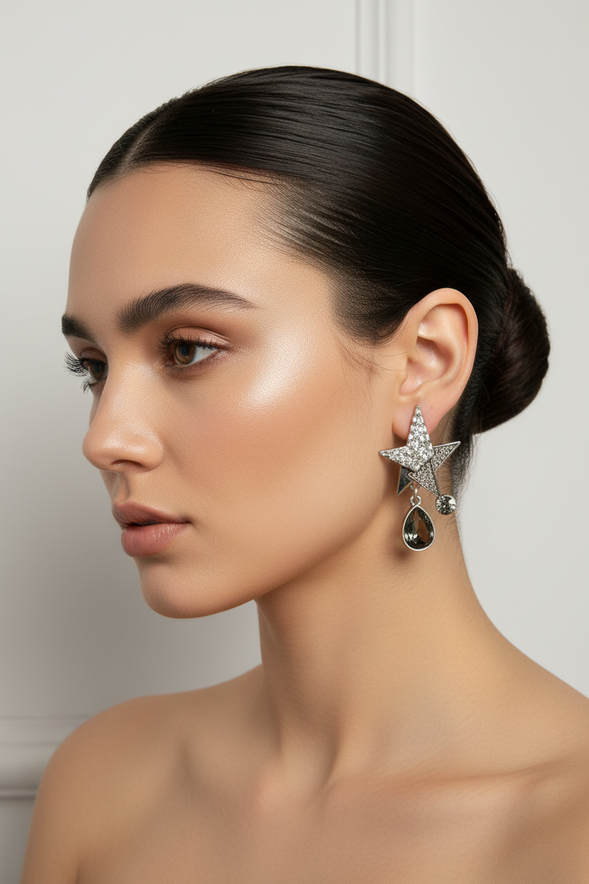 Aros estrella Dual cristal Swarovski