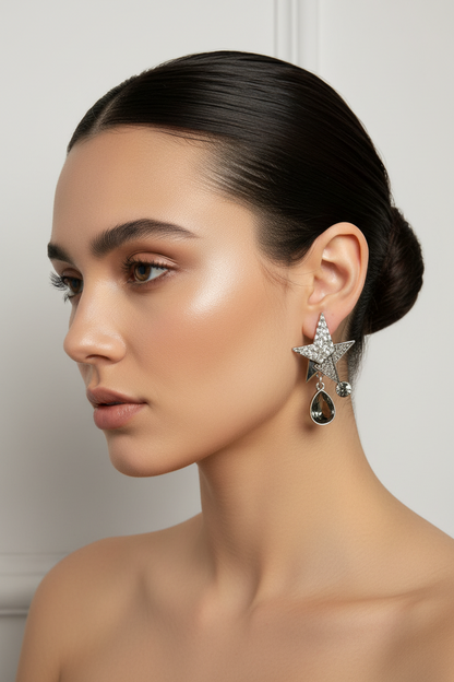 Aros estrella Dual cristal Swarovski