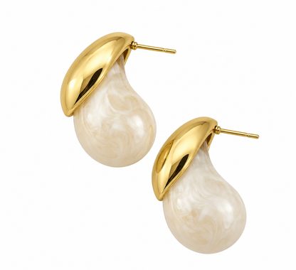Aros gota marfil