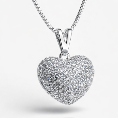 Collar baño de plata corazón mio