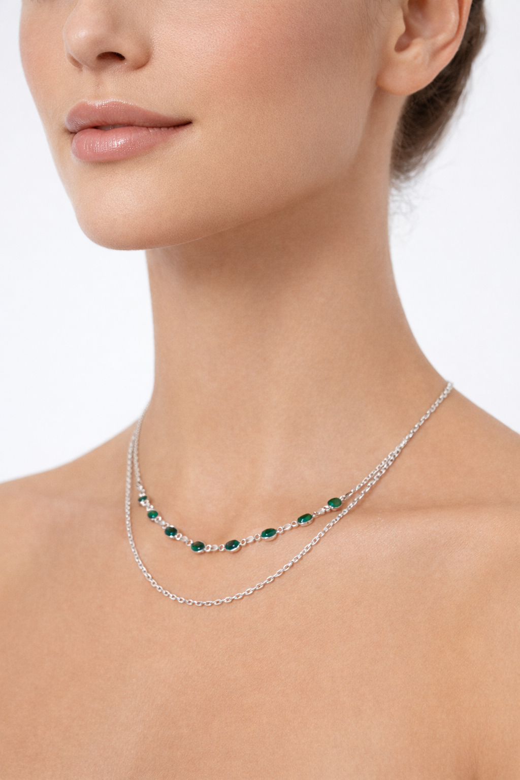 Collar baño de plata Aura Esmeral
