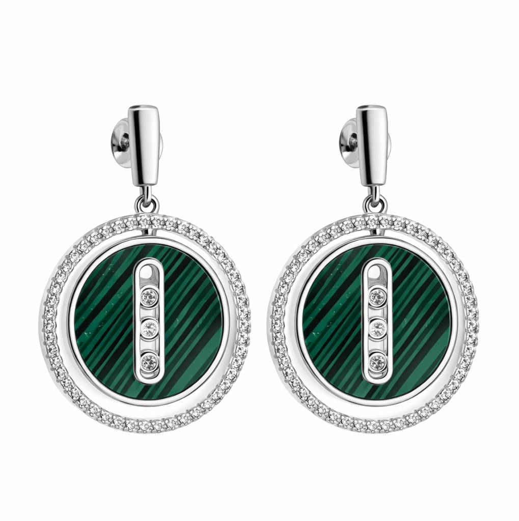 Aros cristal Malaquita