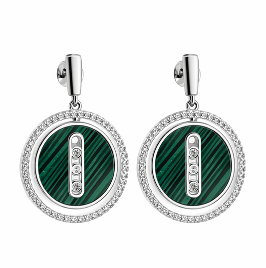 Aros cristal Malaquita