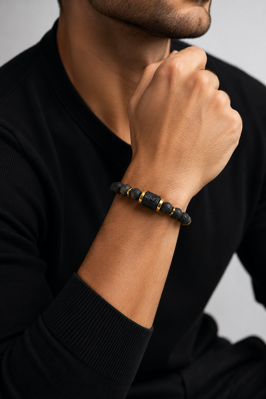 Pulsera varón piedra volcánica Daniel