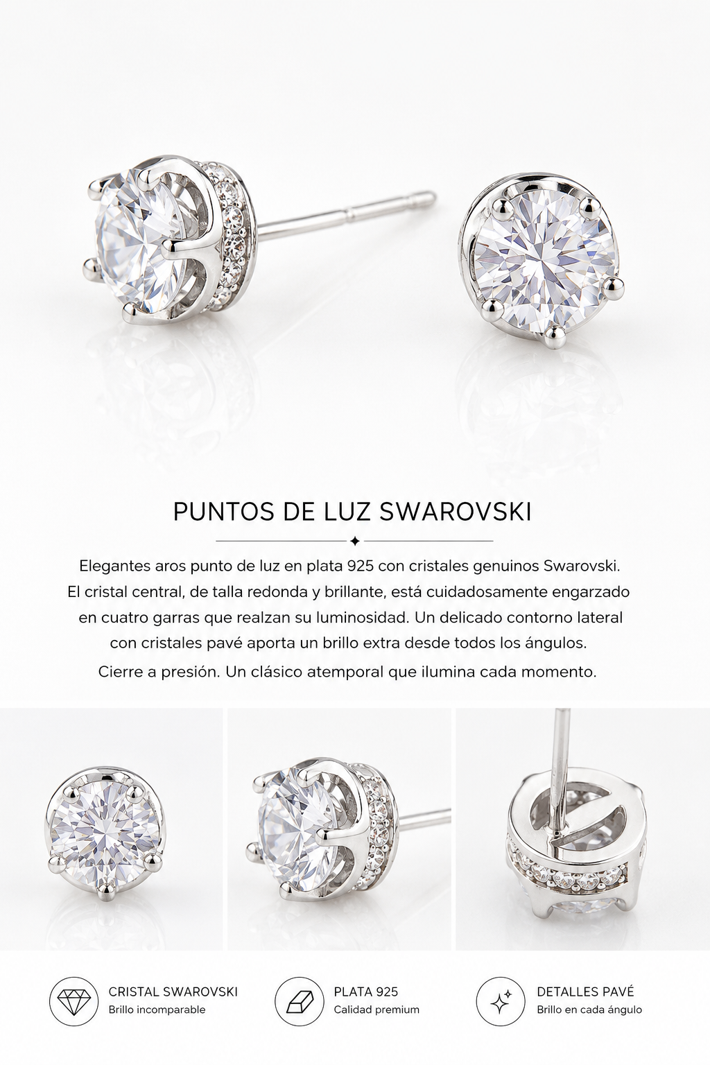 Aros plata y cristal Swarovski lumi