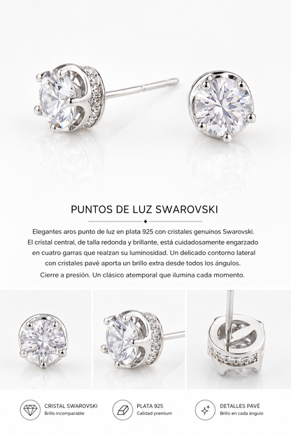 Aros plata y cristal Swarovski lumi
