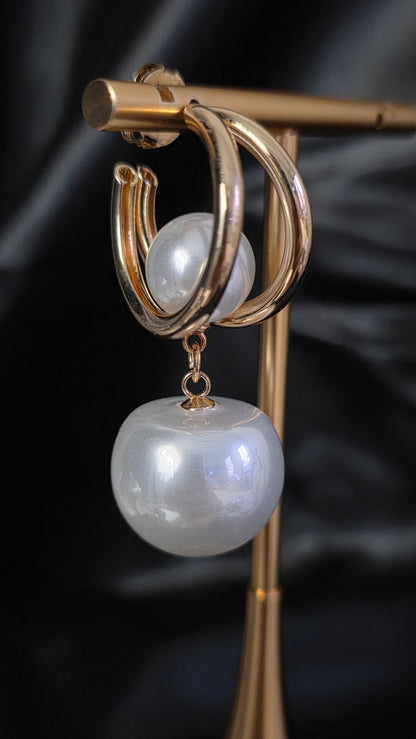 Aros Aura Perla Doble Bloom