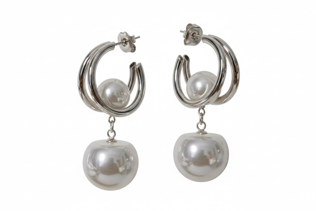 Aros Aura Perla Doble Bloom