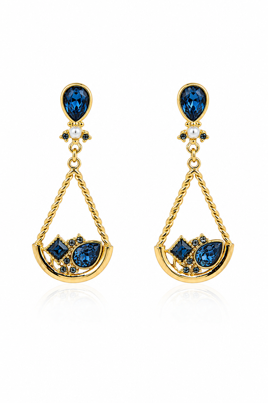 Aros cristal Swarovski Zafiro